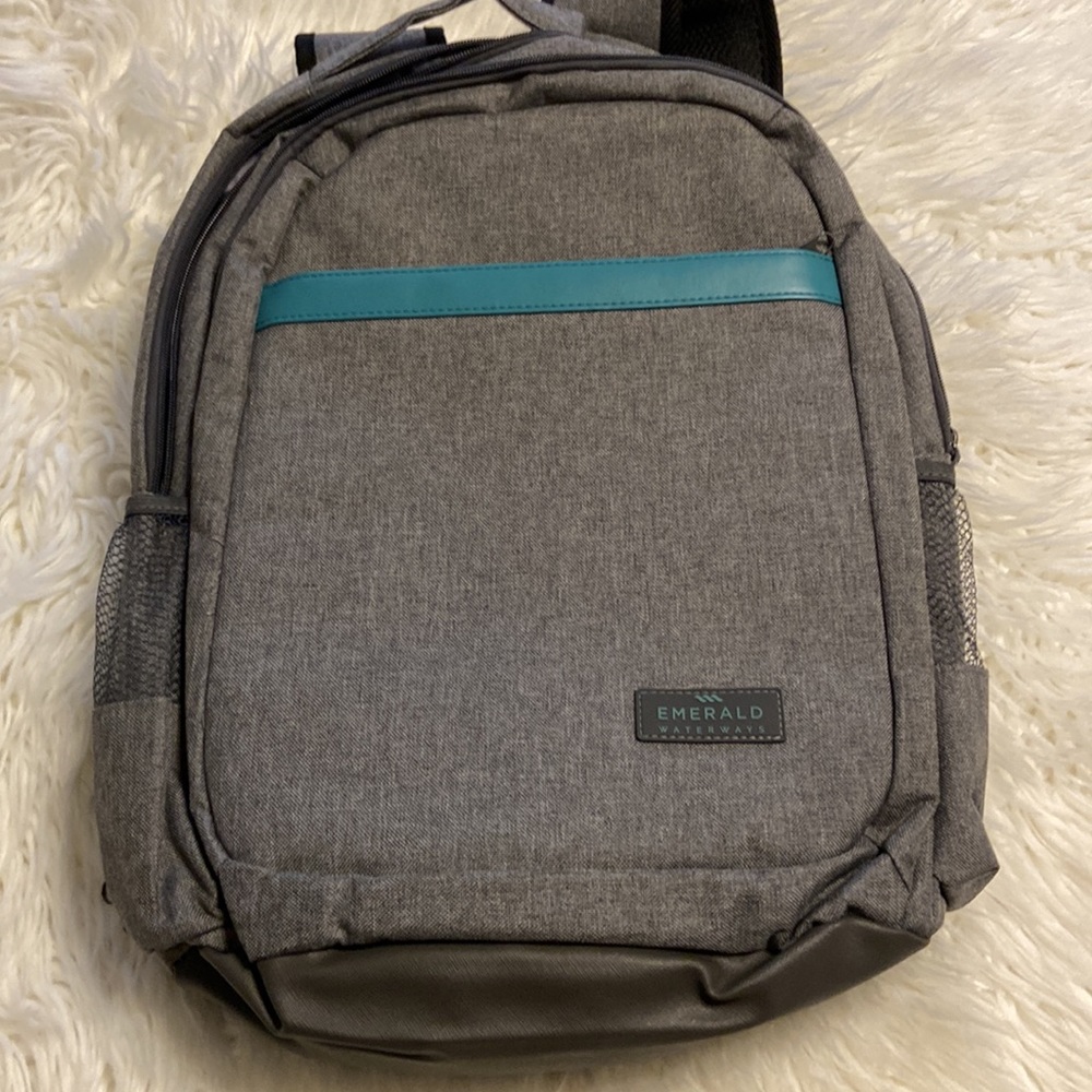 Gray Backpack BNWOT please see all pictures padded back gray and teal color - Picture 11 of 16